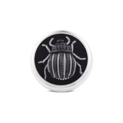 Sterling Silver Embroidered Black And Grey Bug Lapel Pin