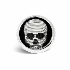 Sterling Silver Embroidered Skull Lapel Pin