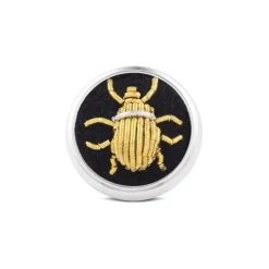 Sterling Silver Embroidered Gold Bug Lapel Pin