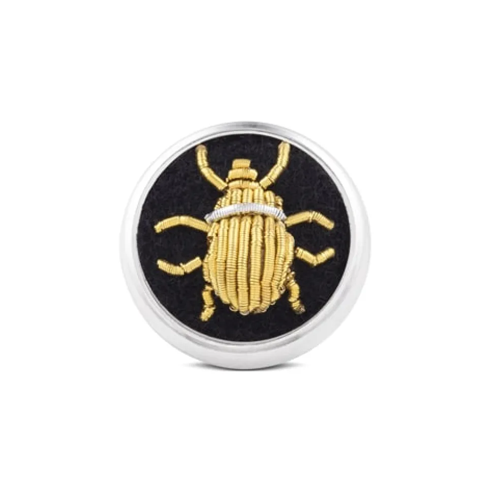 Sterling Silver Embroidered Gold Bug Lapel Pin