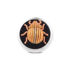 Sterling Silver Embroidered Orange Bug Lapel Pin