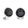 Sterling Silver Embroidered Black And Grey Bug Cufflinks