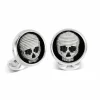 Sterling Silver Embroidered Skull Cufflinks