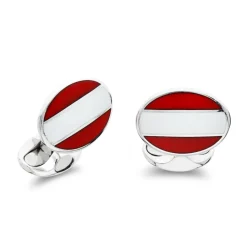 Sterling Silver Enamel Austrian Flag Cufflinks