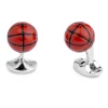 Sterling Silver Enamel Basketball Cufflinks