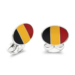 Sterling Silver Enamel Belgian Flag Cufflinks