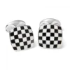 Sterling Silver Enamel Checkerboard Cufflinks in Black and White