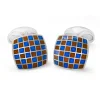 Sterling Silver Enamel Checkerboard Cufflinks in Red and Blue