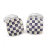 Sterling Silver Enamel Checkerboard Cufflinks in Purple