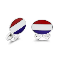 Sterling Silver Enamel Dutch Flag Cufflinks