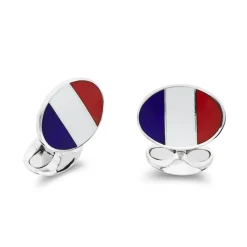 Sterling Silver Enamel French Flag Cufflinks