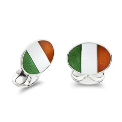 Sterling Silver Enamel Irish Flag Cufflinks