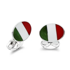 Sterling Silver Enamel Italian Flag Cufflinks
