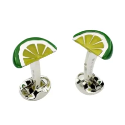 Sterling Silver Enamel Lime Wedge Cufflinks