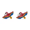 Sterling Silver Enamel Parrot Cufflinks