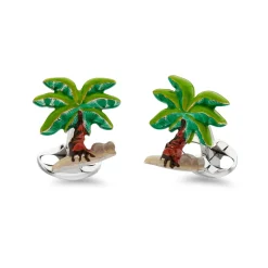 Sterling Silver Enamel Palm Tree Cufflinks