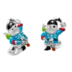 Sterling Silver Enamel Pirate Cufflinks