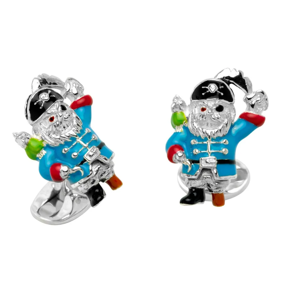 Sterling Silver Enamel Pirate Cufflinks