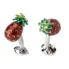 Sterling Silver Enamel Pineapple Cufflinks