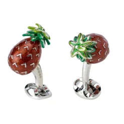 Sterling Silver Enamel Pineapple Cufflinks