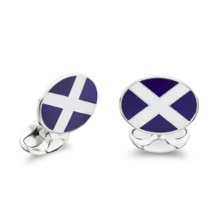 Sterling Silver Enamel Scottish Flag Cufflinks