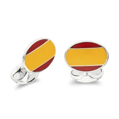 Sterling Silver Enamel Spanish Flag Cufflinks