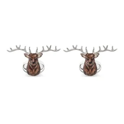Sterling Silver Enamel Stag Cufflinks