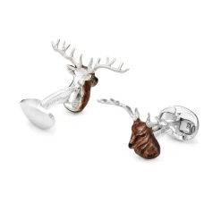 Sterling Silver Enamel Stag Cufflinks