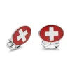 Sterling Silver Enamel Swiss Flag Cufflinks