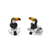 Sterling Silver Enamel Toucan Cufflinks