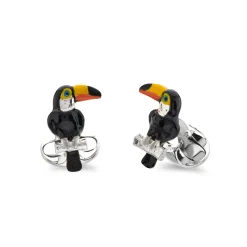 Sterling Silver Enamel Toucan Cufflinks