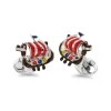 Sterling Silver Enamel Viking Boat Cufflinks
