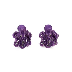 Sterling Silver Enamelled Octopus Cufflinks - Purple Cufflinks