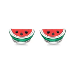 Sterling Silver Enamelled Watermelon Wedge Cufflinks