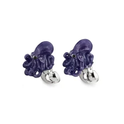 Sterling Silver Enamelled Octopus Cufflinks - Blue Cufflinks