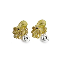 Sterling Silver Enamelled Octopus Cufflinks - Yellow Cufflinks