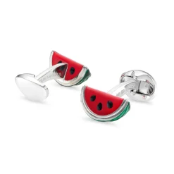 Sterling Silver Enamelled Watermelon Wedge Cufflinks