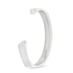 Sterling Silver Facetted Bangle With Hammered Finish