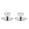 Sterling Silver Fancy Bar Cufflinks With Red Enamel Centre And Sapphir