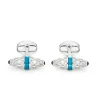 Sterling Silver Fancy Bar Cufflinks With Turquoise Enamel Centre And S