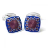 Sterling Silver Fancy Enamel Cufflinks in Red and Blue