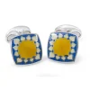 Sterling Silver Fancy Enamel Cufflinks in Yellow and Blue