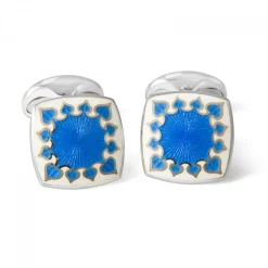 Sterling Silver Fancy Enamel Cufflinks in Blue