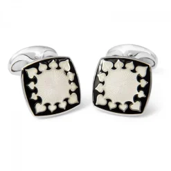 Sterling Silver Fancy Enamel Cufflinks in Black