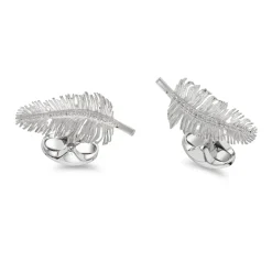 Sterling Silver Feather Cufflinks With Diamond Detail