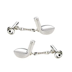 Sterling Silver Golf Club & Tee Cufflinks