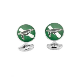 Sterling Silver Graduation Cufflinks in Green