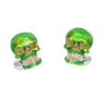 Sterling Silver Green and Orange 'Day of The Dead' Skull Cufflinks