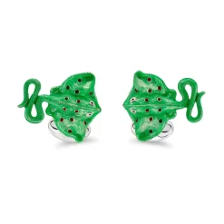 Sterling Silver Green and Red Stingray Cufflinks