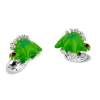 Sterling Silver Green and Blue Enamel Dinosaur Cufflinks